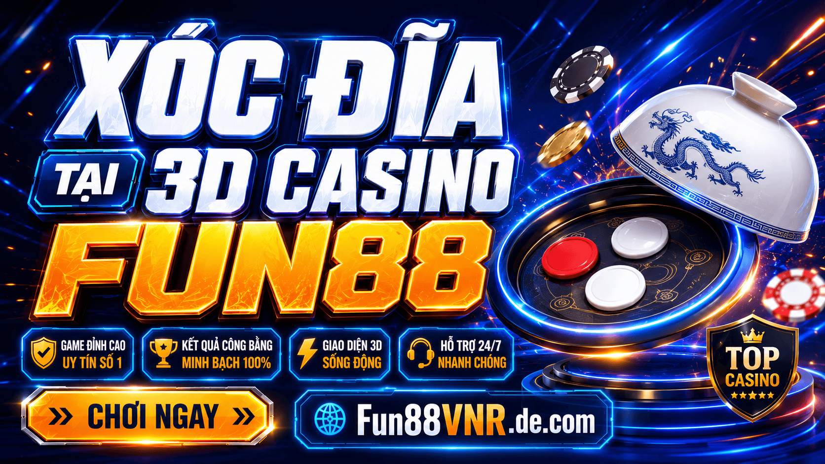 Xóc đĩa 3D là tựa game nổi bật tại nhà cái Fun88