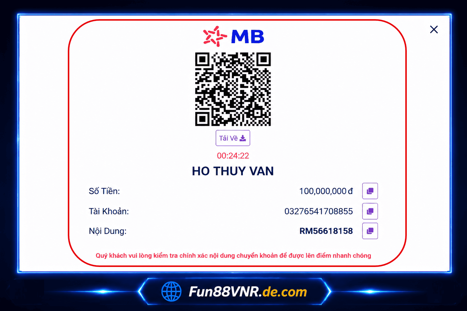 Bước 4: Thực hiện chuyển khoản