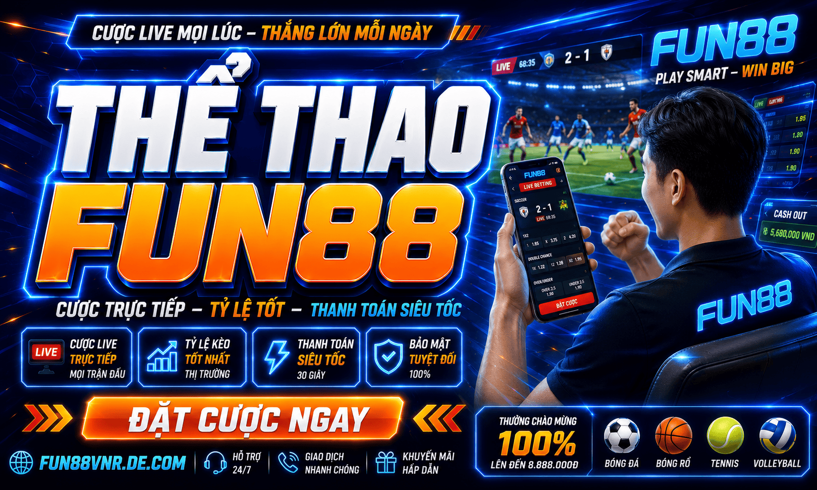 Nhung bo mon the thao dang duoc nguoi choi Fun88 yeu thich?