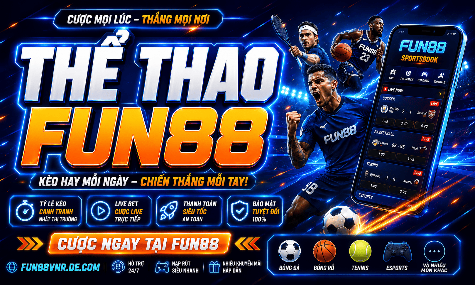 The thao Fun88 – Hang nghin keo cuoc, ty le tra thuong hap dan