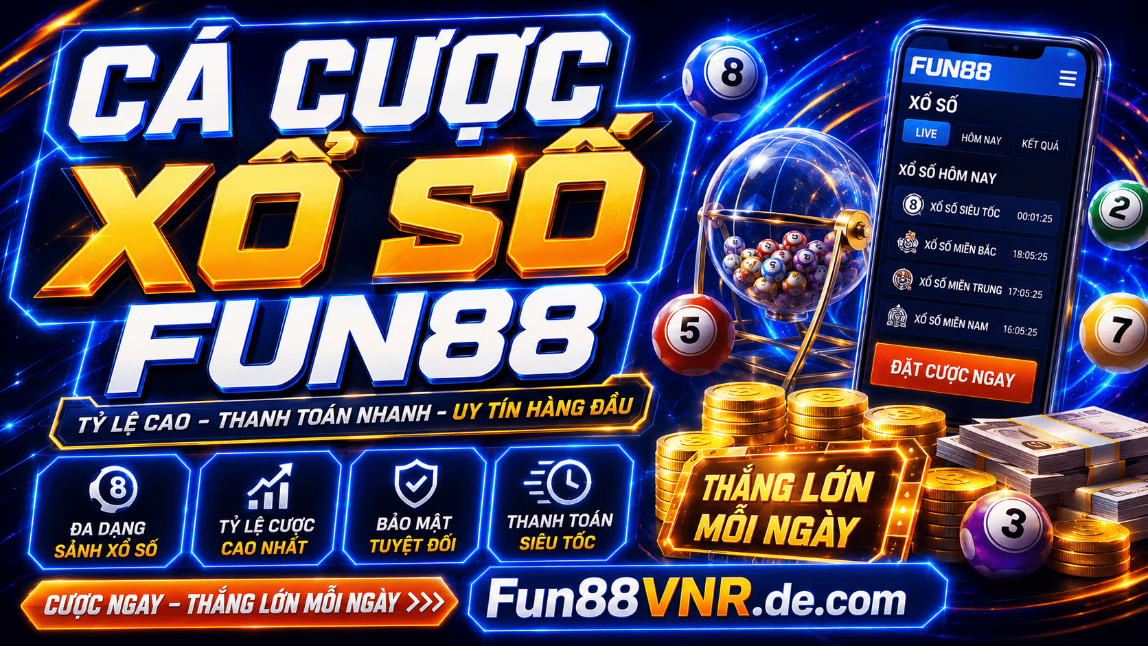 Cược xổ số trực tuyến hấp dẫn người chơi tại Fun88