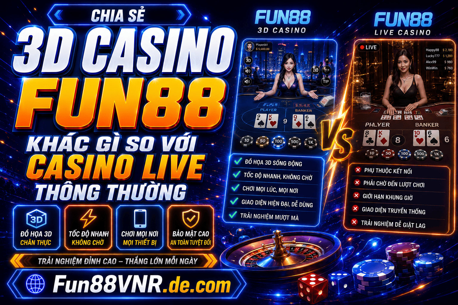 Chia sẻ 3D Casino Fun88 khác gì so với casino live thông thường?