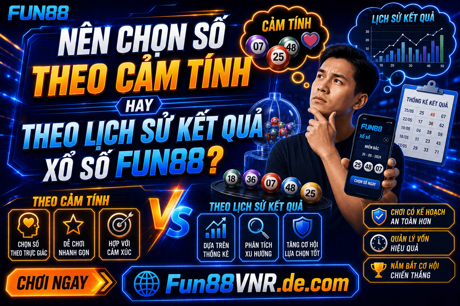 Nên chọn số theo cảm tính hay theo lịch sử kết quả xổ số Fun88?