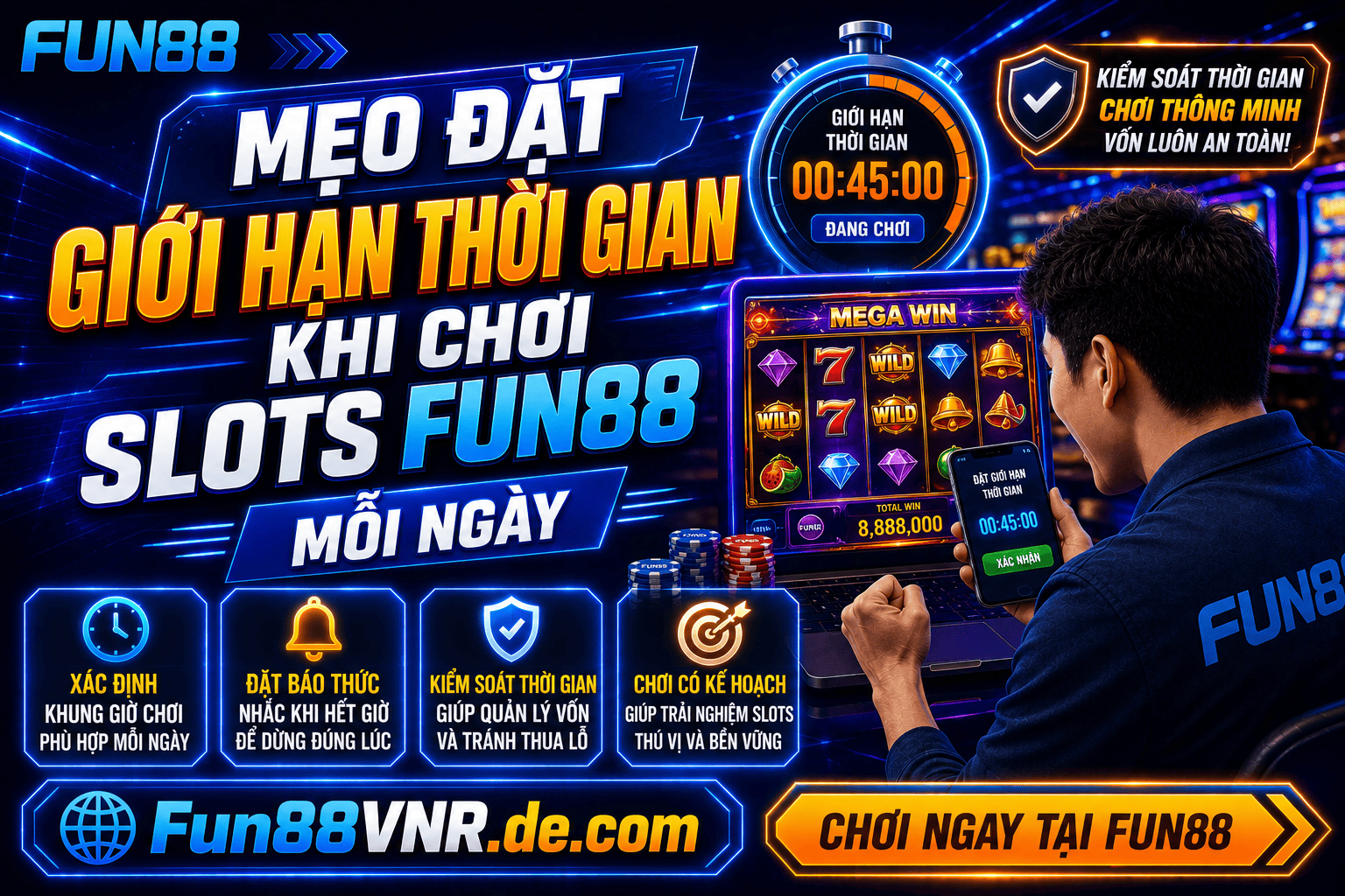 Mẹo đặt giới hạn thời gian khi chơi slots Fun88 mỗi ngày