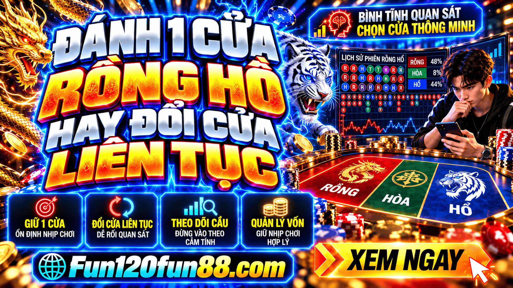 Đánh 1 cửa Rồng Hổ hay đổi cửa liên tục? Đâu là lựa chọn tốt?