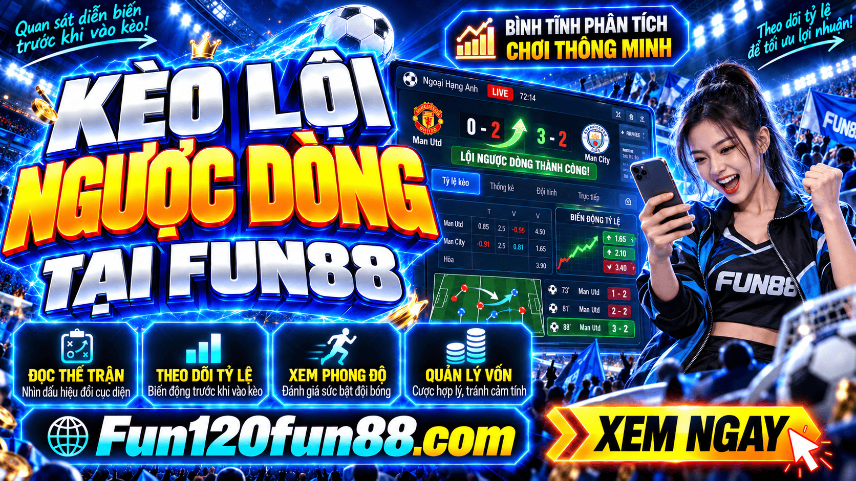 Kèo lội ngược dòng tại Fun88? Dấu hiệu nhận biết đội có thể thắng ngược